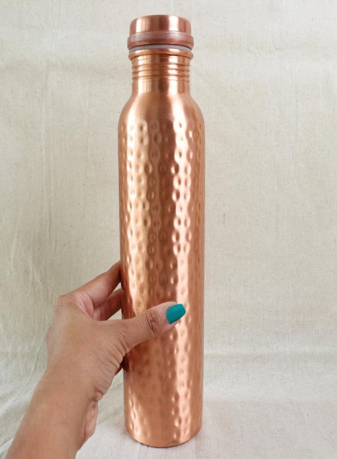Kitchen 101% Pure Copper Water Bottle 1 Ltr | BPA Free Water Bottle | Boosts Immunity | Tambe Ka Bottle | Hammered Copper Bottle | Leak Proof | Glowing Skin | Controlling Anaemia | Yoga | - Image 2